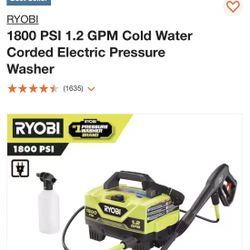 Ryobi Pressure Washer 1900psi Like New 
