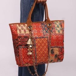 Anaya Printed Patchwork Tote Bag