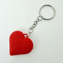 3D Printed Textured Heart Keychain
