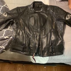 Black Leather Motorcycle Jacket Size Medium ( 44 )