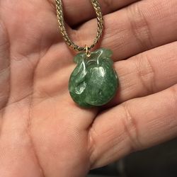 18k Gold Peach Delicate Emerald Necklace, Natural Jadeite, Minimalist Jewelry for Women or men , Best Gifts for Friends, Real Green Jade