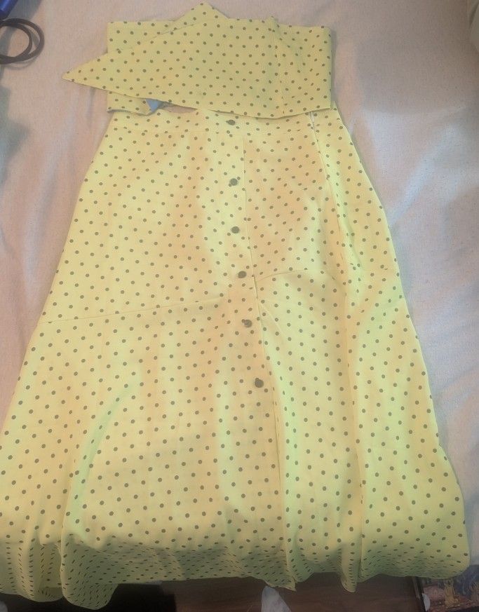 Long Skirt With A Mini Wrap Crop Top 
