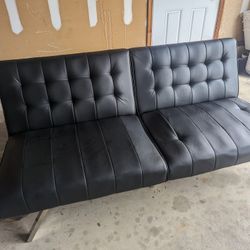 Black Leather Futon 