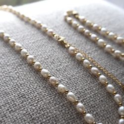 18k Pearl Necklace And Bracelet Combo