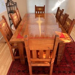 Vintage Dining Table With 8 Chairs 