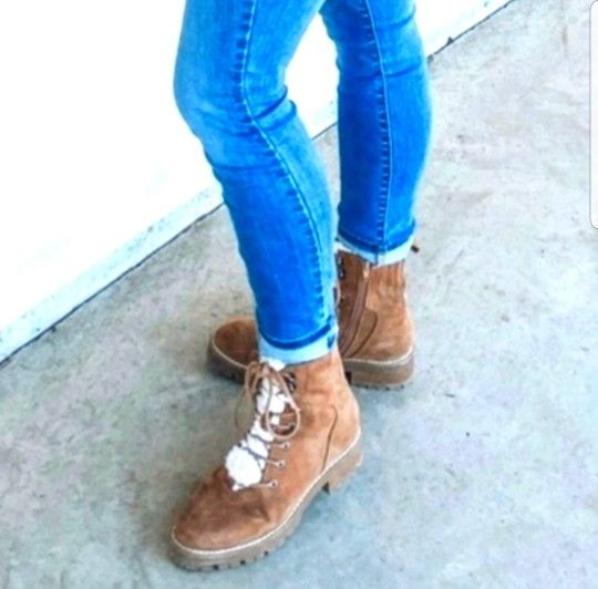 Universal Thread Tessie Sherpa Hiking Boots Faux Suede Leather Cognac Size 10