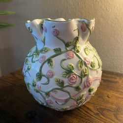 Floral Ceramic Pot 12 Inches Tall
