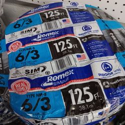 New Romex Wire 6/3 125ft