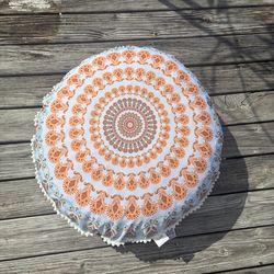 Ultra Plush Boho Floor Seat - 28”x11” Round Mandala Pillow - Barely Used