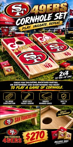 Open box San Francisco 49ers Cornhole Set with Bags