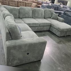 Fogc orudroy chaise with storage sectional pullout sleeper bed