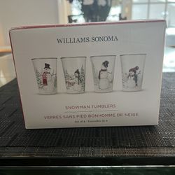Williams Sonoma “Twas Snowman Tumblers Used In Box