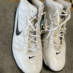 Men’s white Nike high top tennis shoes white with black leather 120