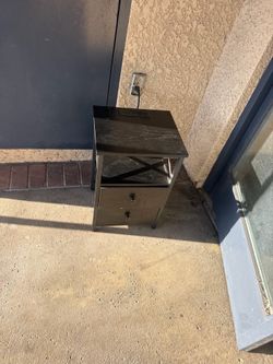 Black side table with 2 drawers outlets and usb