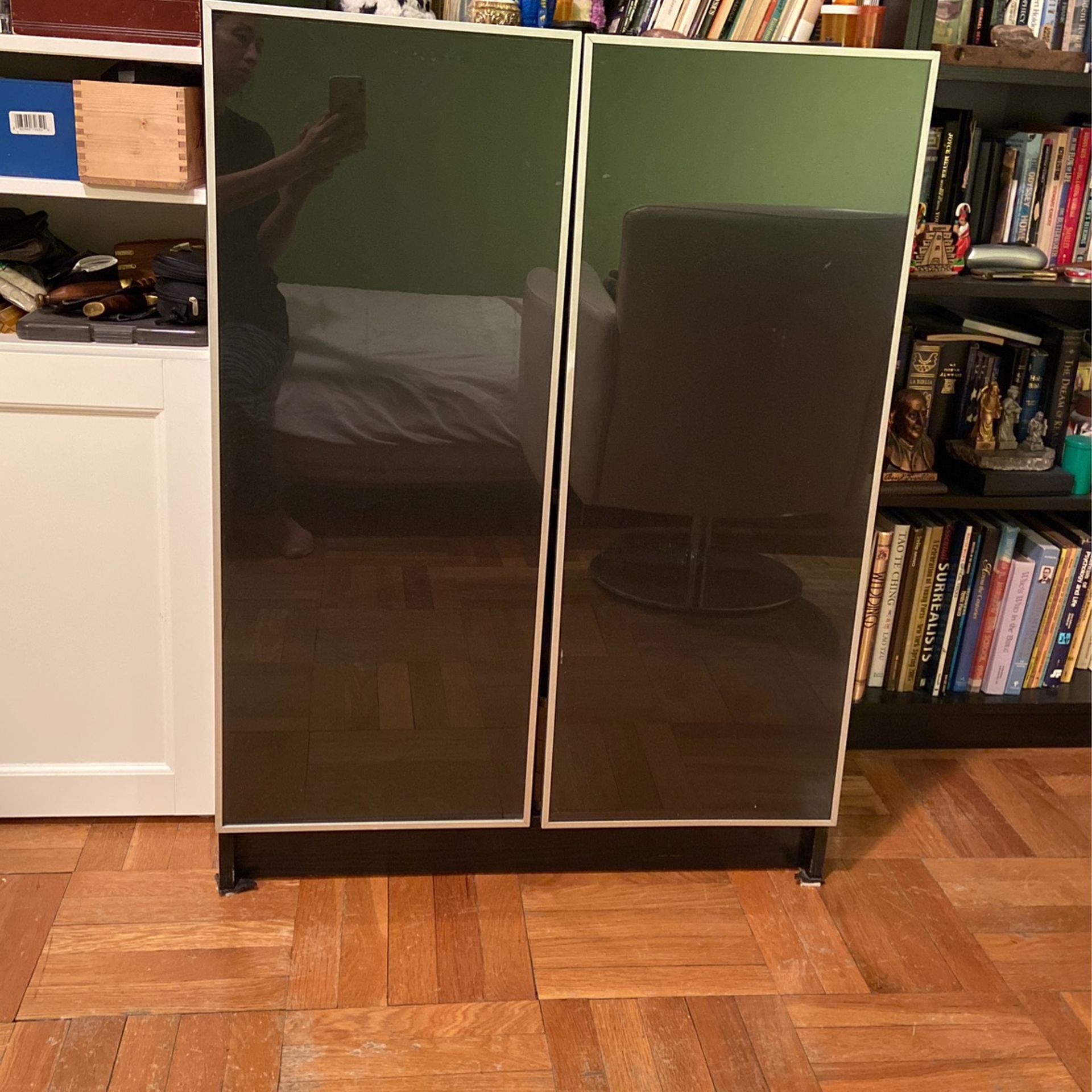 2 Ikea Bookshelves With Glass Doors $60 Each