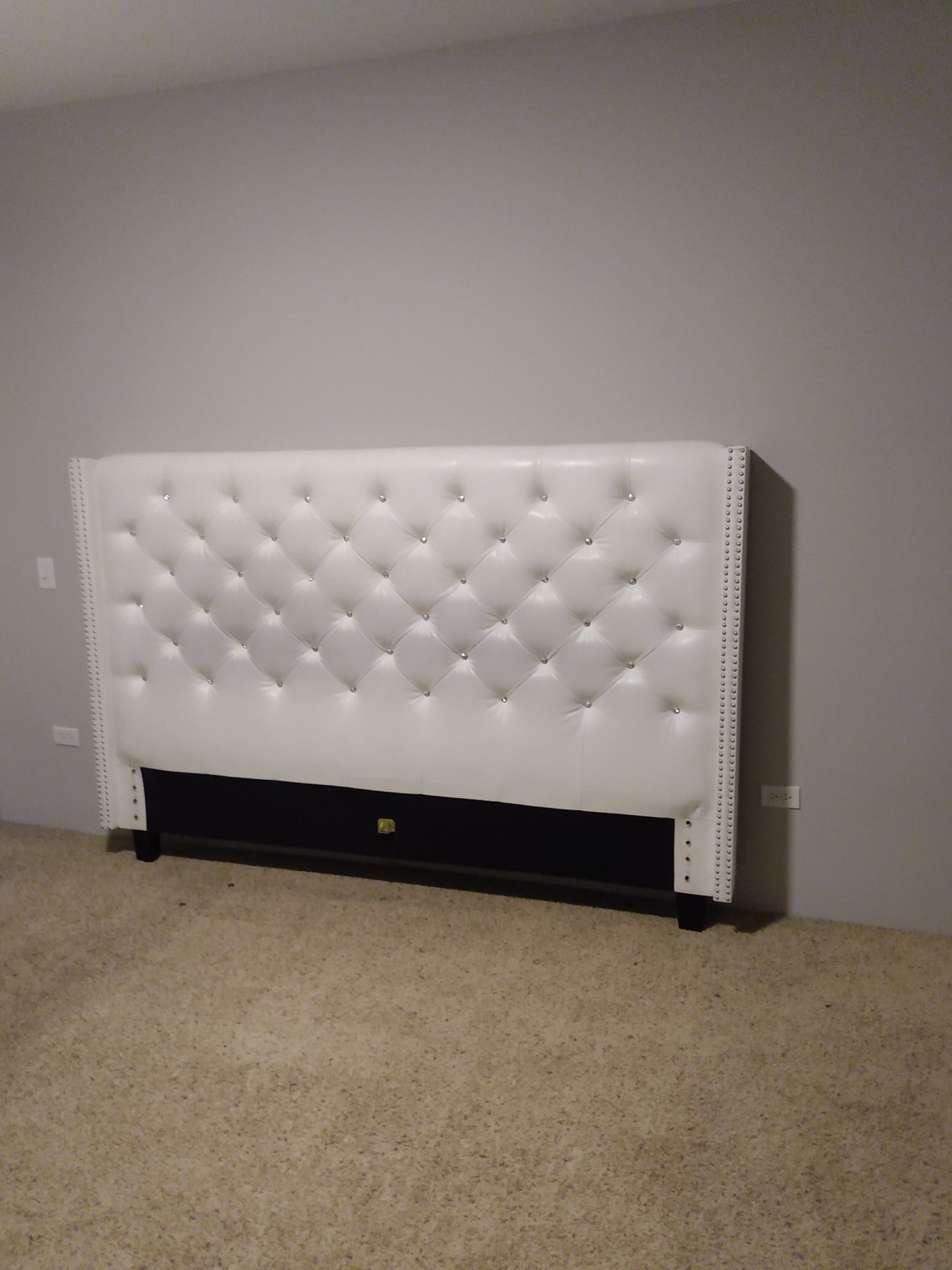 White king size leather bed frame