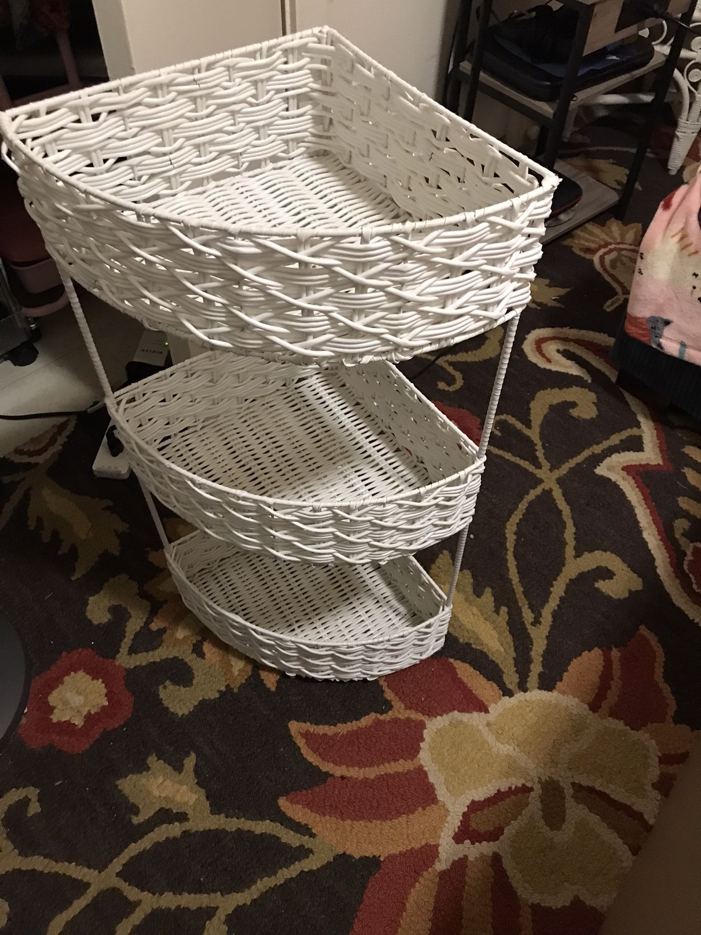 Wicker Shelves White Multi Useful