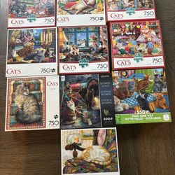 *Williamsfield & Higley* 10 Cat Puzzles 750 Pieces 500 Pieces w/ Posters