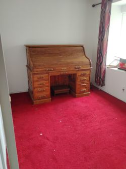 Winners Only Hardwood Roll Top Desk And Filing Cabinet