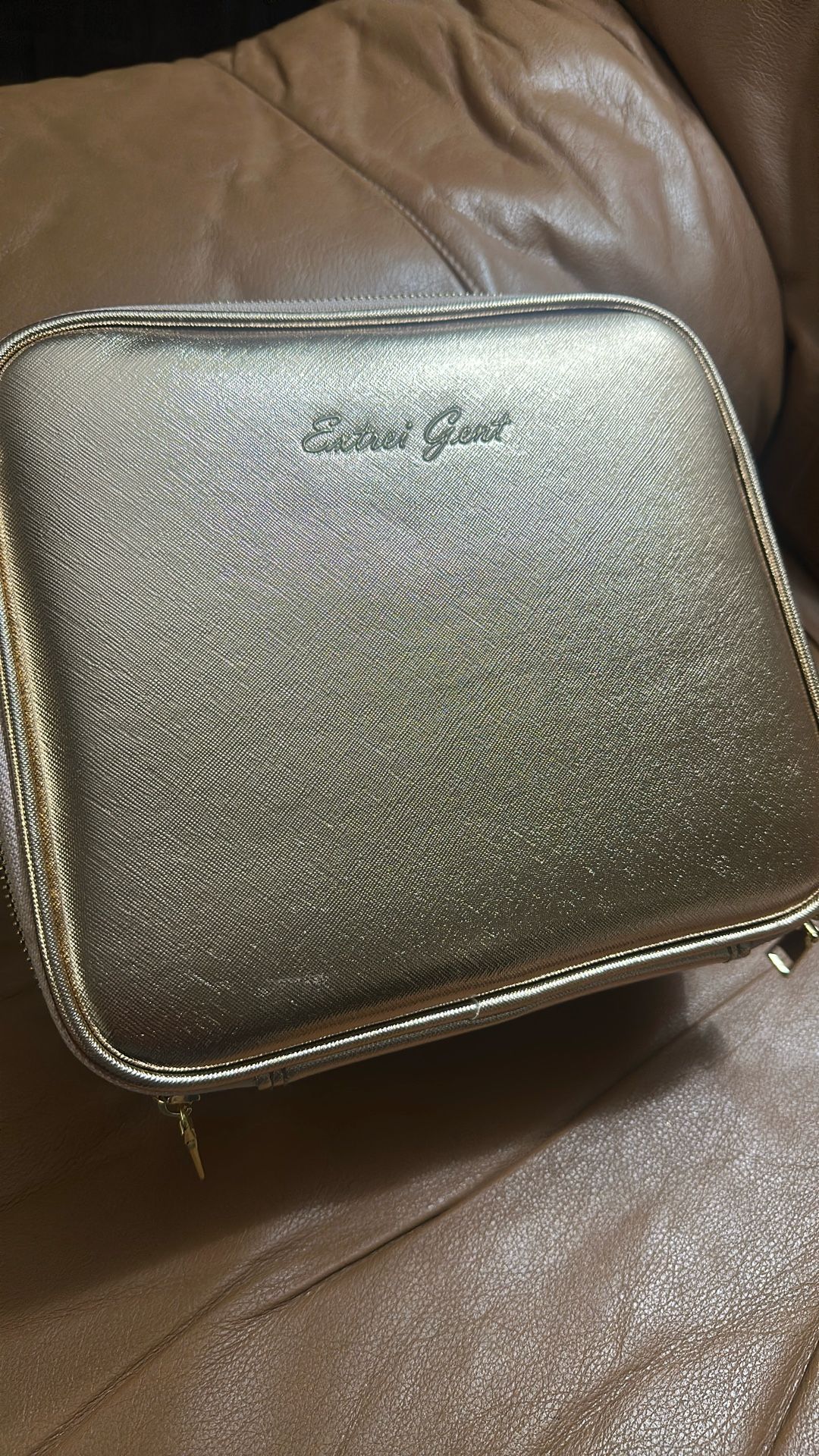 Extrei Gent Golden Cosmetic Jewelry Makeup Box NEW