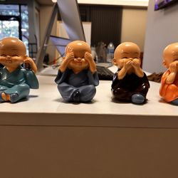 King Fu Little Monk Statue. Set Of 4. 