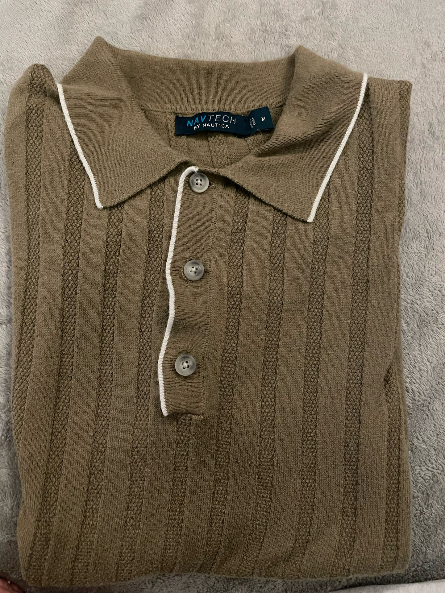 Nautica Navtech Olive Knit Polo Shirt (Men’s M)