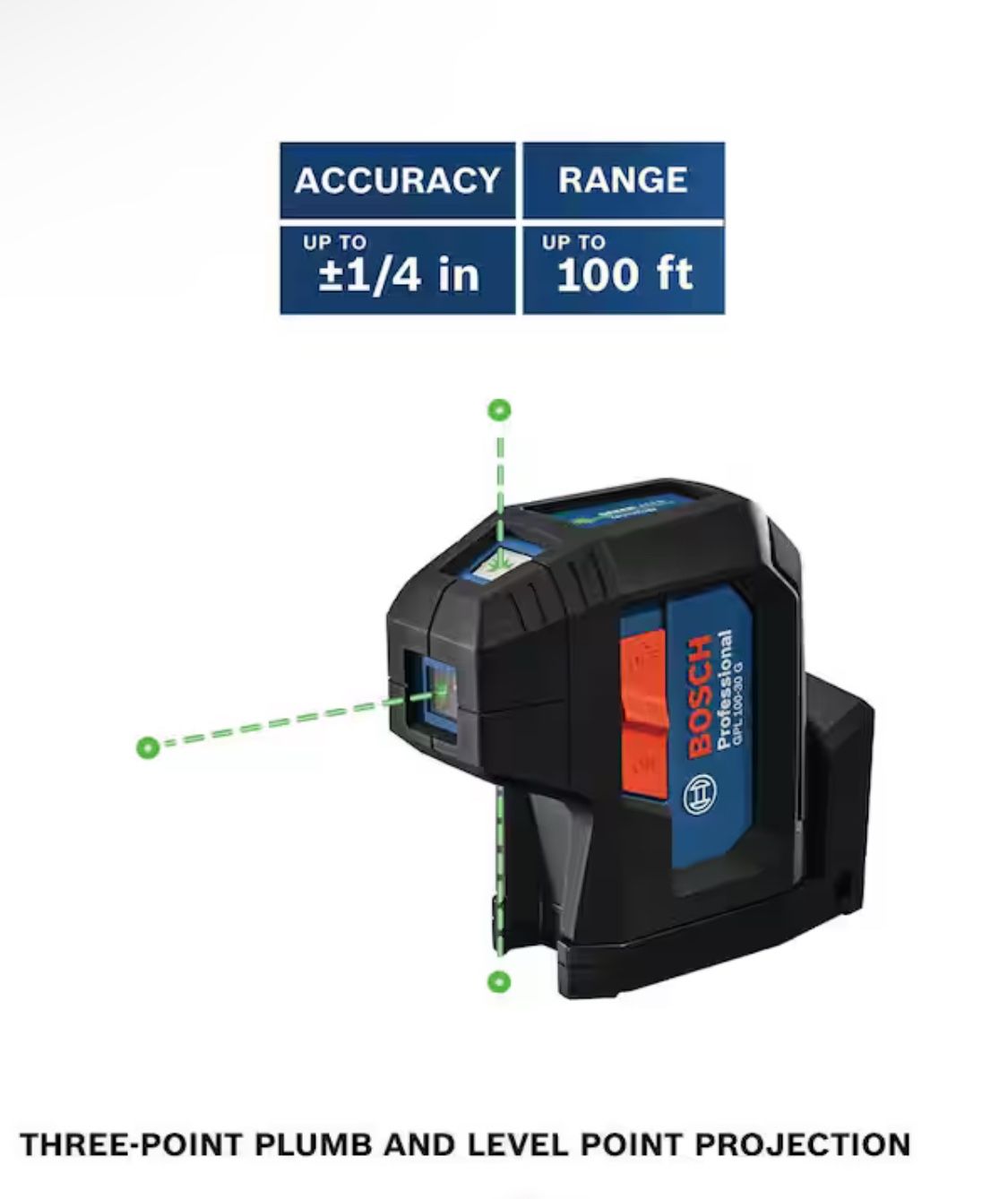Bosch 125 ft. Green 3-Point Self-Leveling Laser with VisiMax Technology, Integrated MultipurposeMou