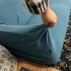 Easy -Going Teal Stretch Sofa Cover.