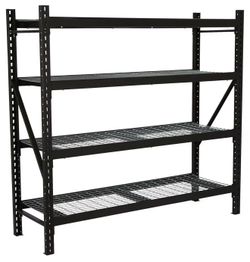 4-Tier Industrial Steel Shelving Unit, 8,000-Pound Load Capacity, Garage Storage Rack, 72" W x 24" D x 72" H Adjustable shelf heights, 2, 000-lb. capa