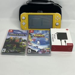 Nintendo Switch Lite Handheld Console Yellow Bundle With Games And Case