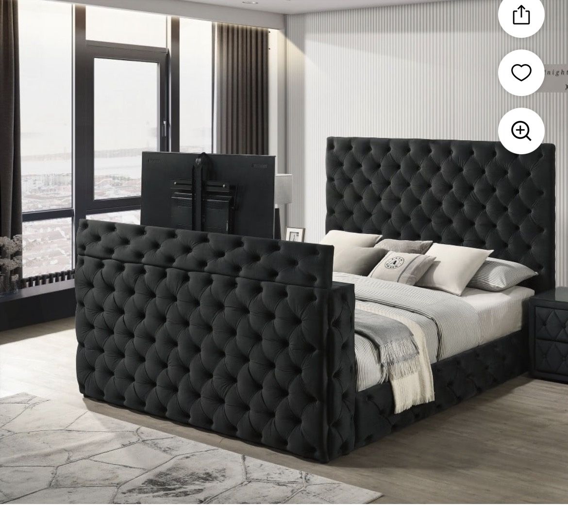 Jasmine King Size Bedframe With TV Mount Inside