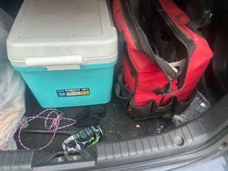 Cooler and tool bag tool bags comes with wire cutter hammer crow bar staple gun tool screw drivers