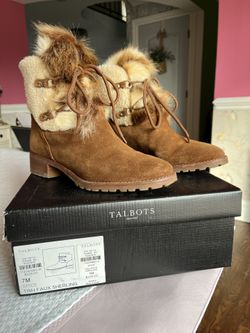 Talbots Faux Sherling And Suede Bootie In Spice