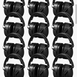Copkim 12 Pcs Hearing Protection Ear Muffs NRR 28dB Noise Reduction Headphones Shooting Ear Protection Earmuffs(Black)