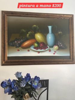 Framed Hand-Painted Still Life Oil Painting