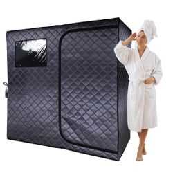 Very Large Durasage Portable Full Size Infrared Sauna for at Home | Ultra Low EMF Infrared | LED Lighting, Heating Foot Pad, Ceramic Heat Fan (2-Perso