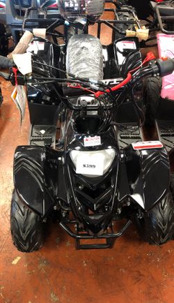 110cc kids size Brand New ATV with governor and remote. In-store special and Freebies.