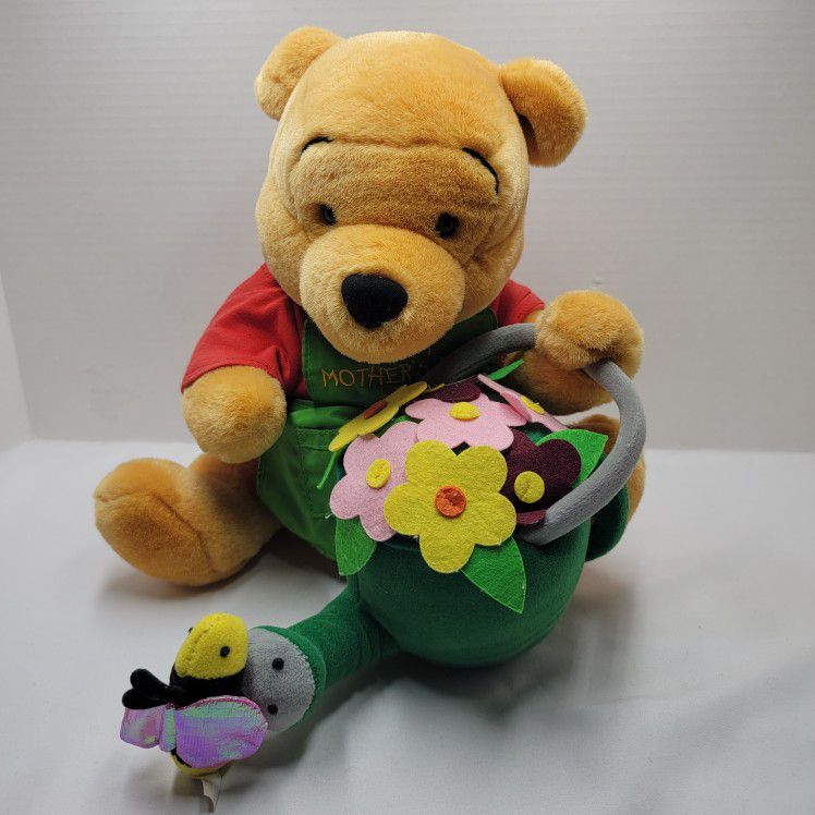 Disney Store Winnie the Pooh Stuffed Animal Plush 10" Mother's Day Garden Pot 