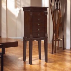  Classic Wooden Jewelry Armoire – Elegant Storage Solution with Multiple Drawers, Durable Construction for Bedroom & Dressing Area 39” H x 15” W x 10.