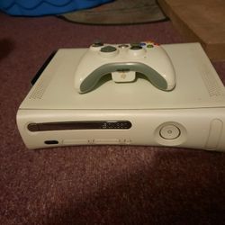 Xbox 360 With Hard Drive, Controller, And Hookups