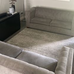 Gray Velvet Sofa Set AS IS 