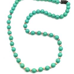 Antique Turquoise Wooden Necklace 