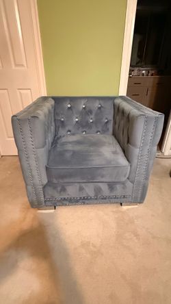Blue Suede Lounge Chair