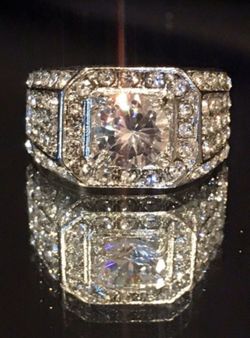 3 carat Simulated white sapphire men’s band ring wedding anniversary size 10.5