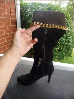 Carisma Gold Chain/Black brown suede