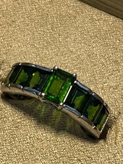 3.95 CTW Russian Chrome Diopside  SS Ring Size 8
