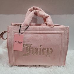 Juicy Couture, Extra Spender Large Tote w/Crossbody Logo Strap, Pink Diamond New