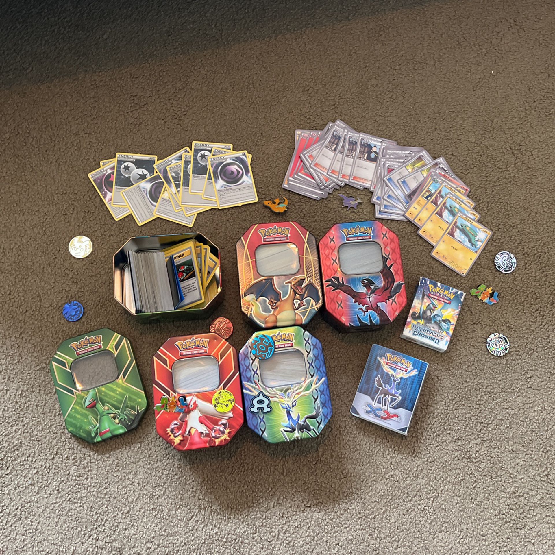Pokémon cards, Pins, Tins, Coins 