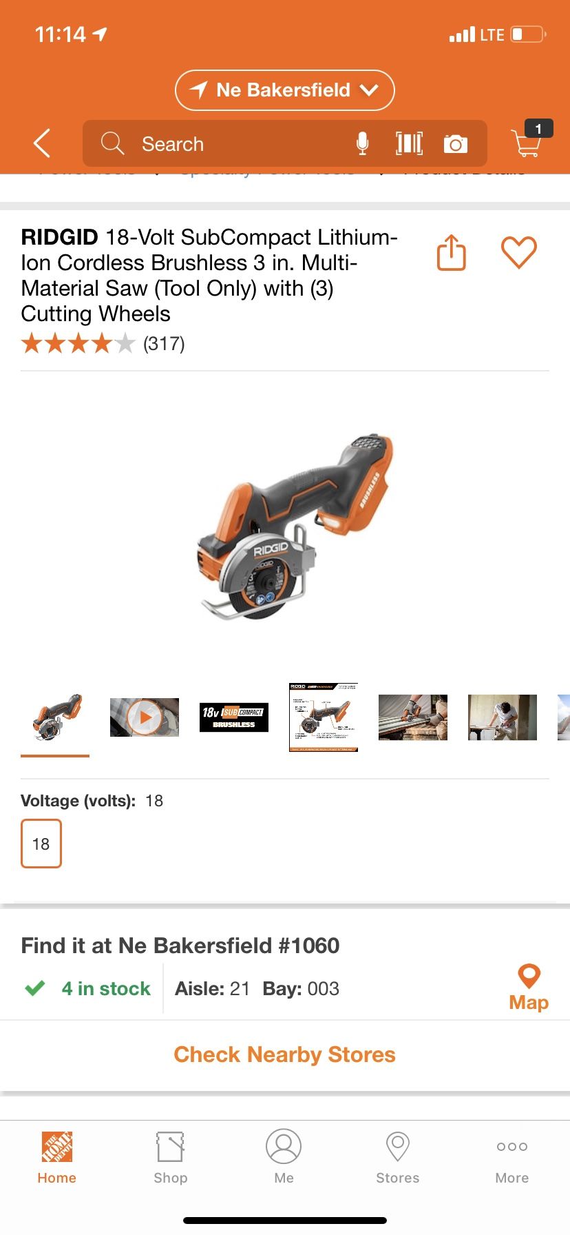 RIDGID 18 Volt SubCompact Lithium Ion Cordless Brushless in