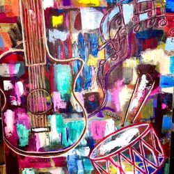 Music Heaven Original Painting 36 X 60 Large Canvas